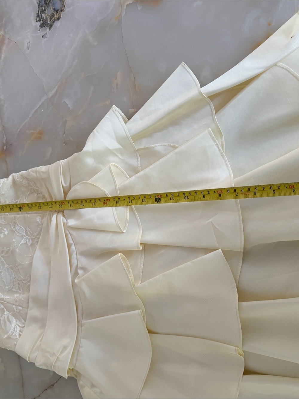 Strapless Lace Bustier Ruffle Cocktail/Wedding Dress in Ivory - Picture 13 of 16